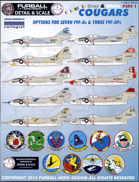 FDS048-004 Colorful Gray & White F9F-8 Cougars
