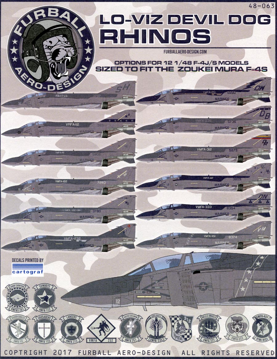 FUR048-063 1/48 F-4J/S "Lo-Viz Devil Dog Rhinos"