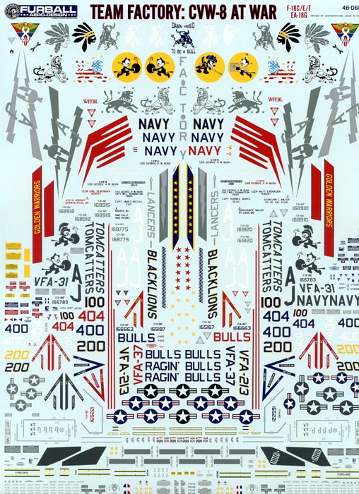 FUR048-066 1/48 F/A-18C/E/F; EA-18G "Team Factory: CVW-8 at War"