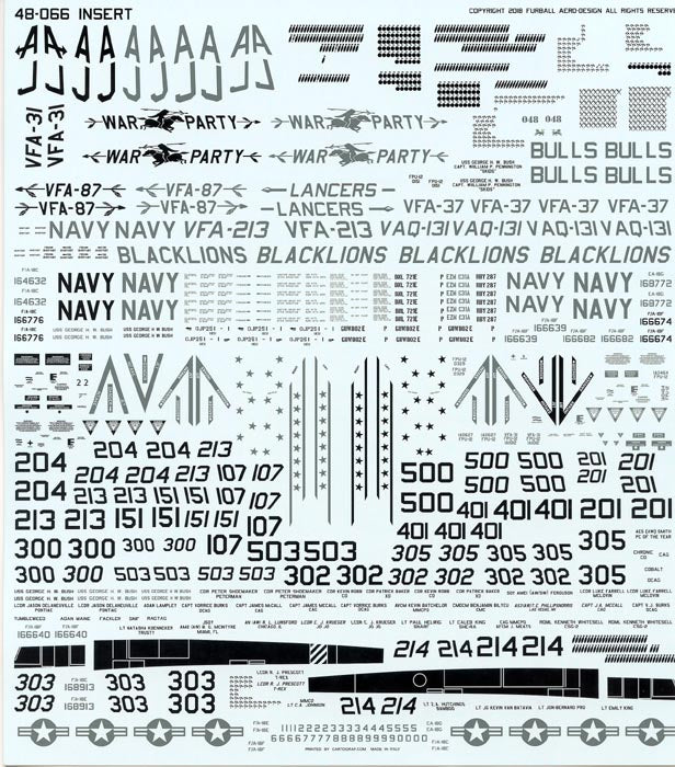 FUR048-066 1/48 F/A-18C/E/F; EA-18G "Team Factory: CVW-8 at War"