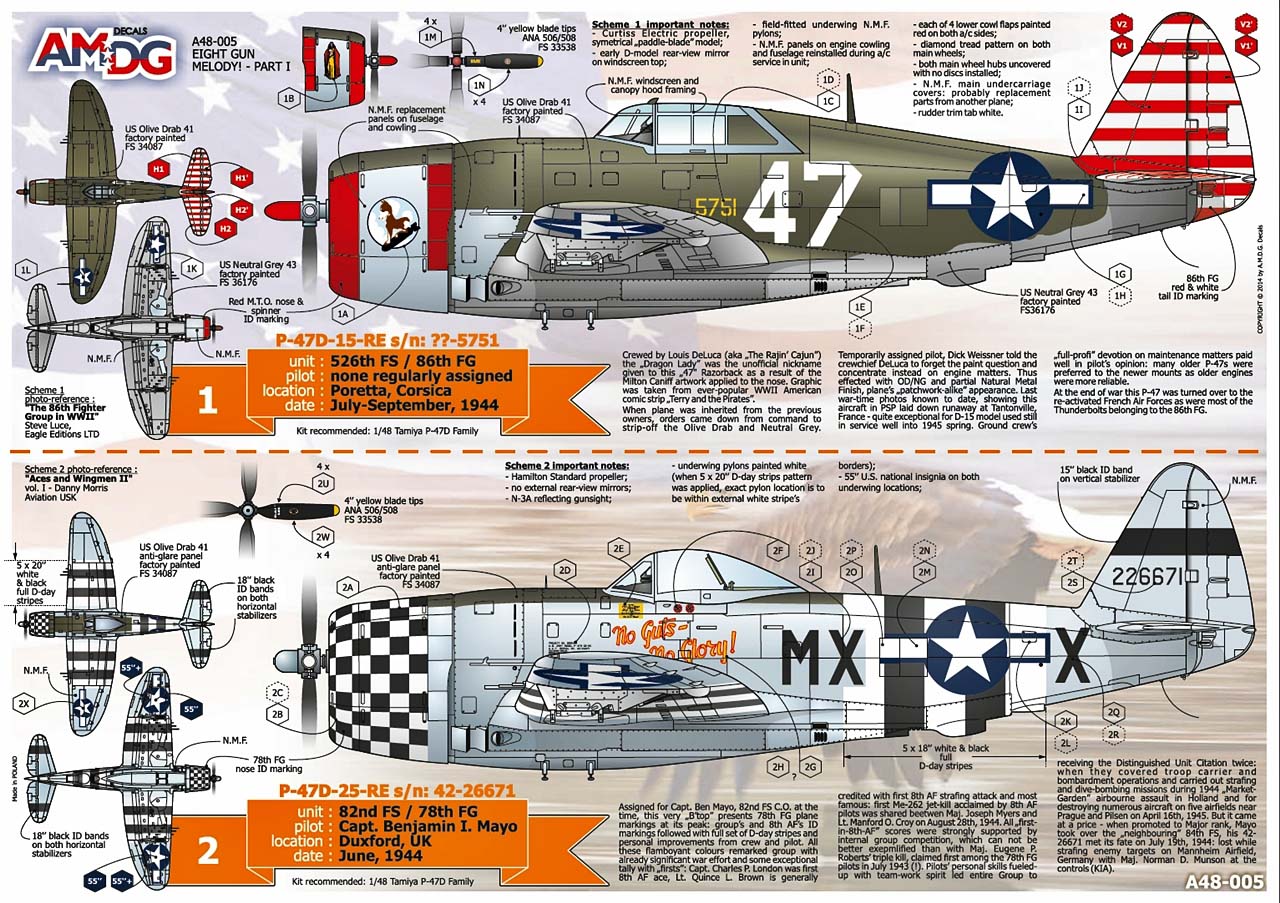 AMDG48-005 EIGHT GUN MELODY REPUBLIC P-47 THUNDERBOLTS OF 1939-45 USAAF UNITS PART 1