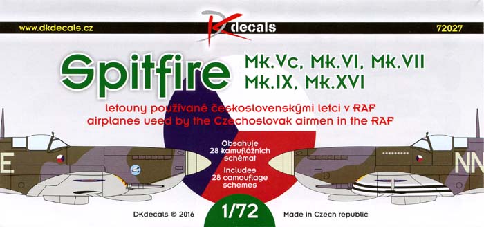 DKD072-027 Supermarine Spitfire Mk.VC/Mk.VI/Mk.VII/Mk.IX/Mk.XVI of Czechoslovak pilots in RAF
