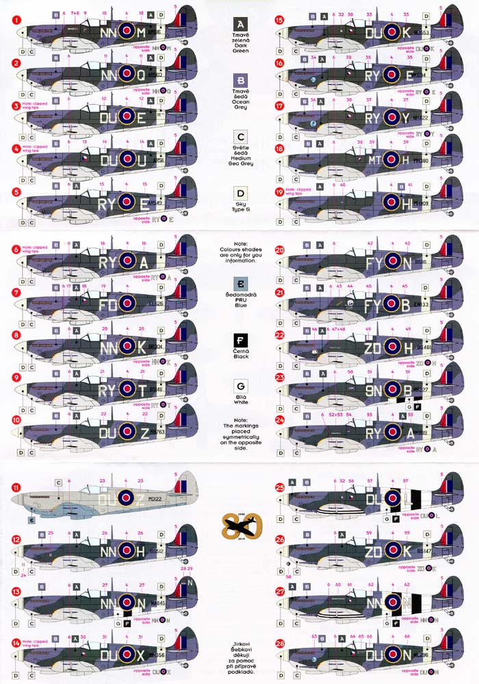 DKD072-027 Supermarine Spitfire Mk.VC/Mk.VI/Mk.VII/Mk.IX/Mk.XVI of Czechoslovak pilots in RAF