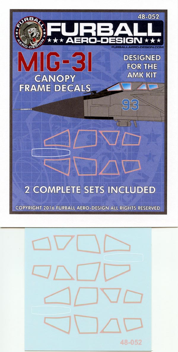 FUR048-052 1/48 MIG-31 CANOPY SEALS FOR THE AMK KIT