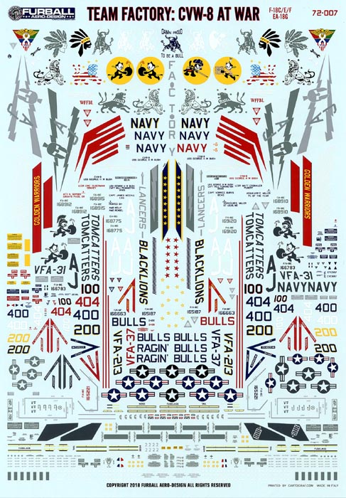 FUR072-007 1/72 F/A-18C/E/F; EA-18G "Team Factory: CVW-8 at War"